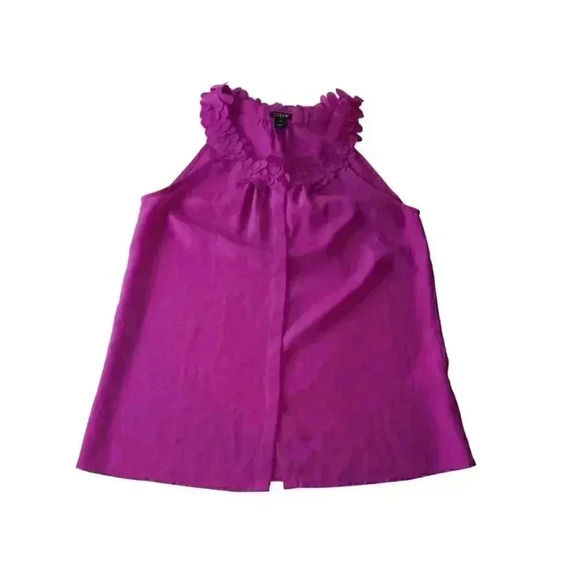 J. Crew Women's Fuchsias Pink Polyester Ruffle Top Shirt sz XS - Picture 1 of 9
